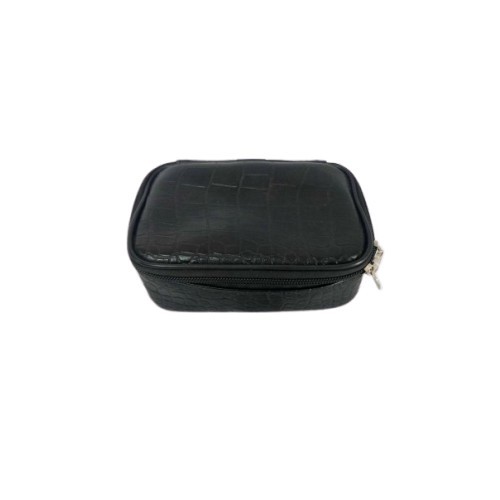 PVC leather cosmetic bag with zipper pocket and mirror for convenient travel